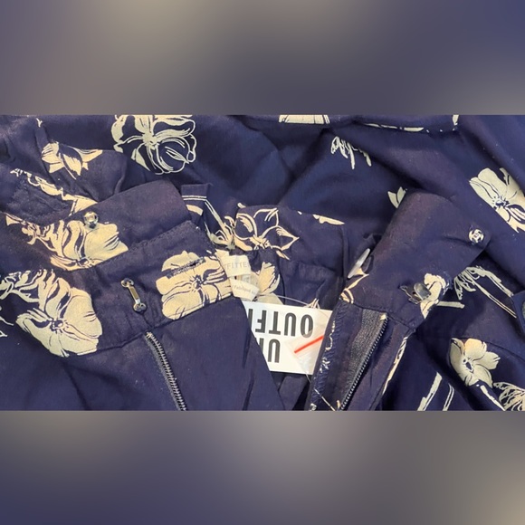 Urban Outfitters Breezy Floral Navy Relaxed Fit Diane Paperbag Wide Leg Pant - Picture 13 of 15